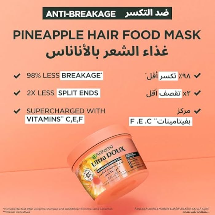 Garnier Ultra Doux Hair Food Anti-Breakage Pineapple 3-in-1 Hair Mask For Long Fragile Hair - Image 2